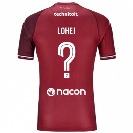 Kandiny Niño Camiseta Fabio Lohei #0 Rojo Granata 1ª Equipación 2024/25 La Camisa Chile