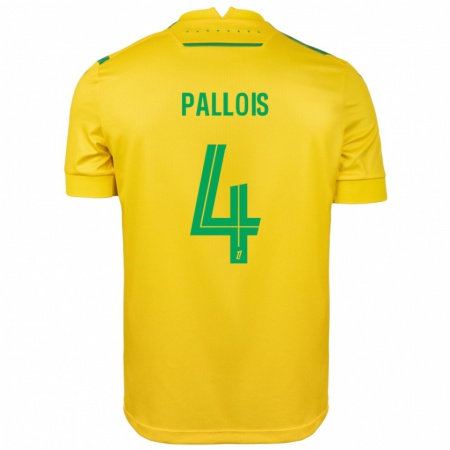 Kandiny Niño Camiseta Nicolas Pallois #4 Amarillo Verde 1ª Equipación 2024/25 La Camisa Chile