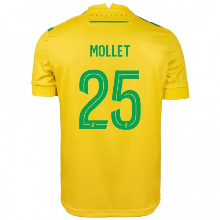 Kandiny Niño Camiseta Florent Mollet #25 Amarillo Verde 1ª Equipación 2024/25 La Camisa Chile