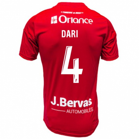 Kandiny Niño Camiseta Achraf Dari #4 Rojo Blanco 1ª Equipación 2024/25 La Camisa Chile