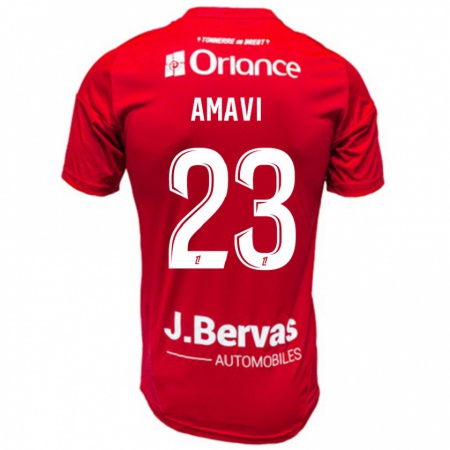 Kandiny Niño Camiseta Jordan Amavi #23 Rojo Blanco 1ª Equipación 2024/25 La Camisa Chile