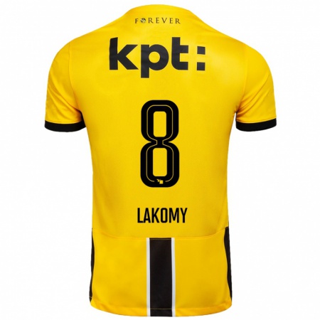 Kandiny Niño Camiseta Lukasz Lakomy #8 Amarillo Negro 1ª Equipación 2024/25 La Camisa Chile