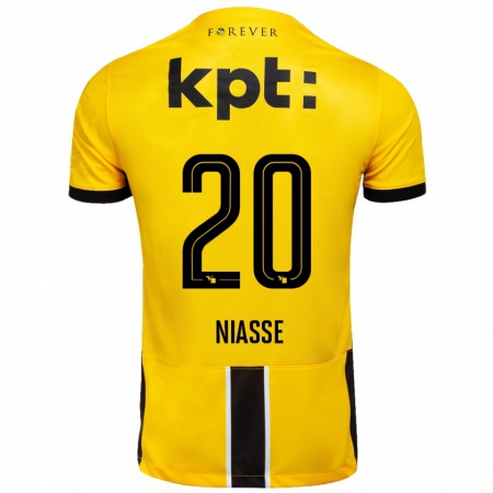 Kandiny Niño Camiseta Cheikh Niasse #20 Amarillo Negro 1ª Equipación 2024/25 La Camisa Chile