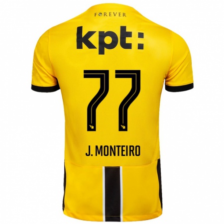 Kandiny Niño Camiseta Joël Monteiro #77 Amarillo Negro 1ª Equipación 2024/25 La Camisa Chile