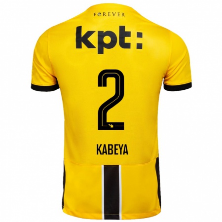 Kandiny Niño Camiseta Benjamin Kabeya #2 Amarillo Negro 1ª Equipación 2024/25 La Camisa Chile