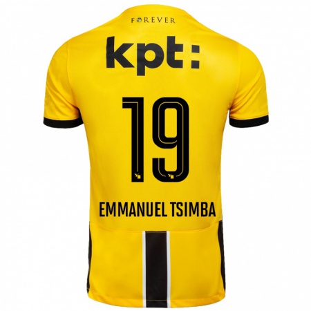 Kandiny Niño Camiseta Felix Emmanuel Tsimba #19 Amarillo Negro 1ª Equipación 2024/25 La Camisa Chile