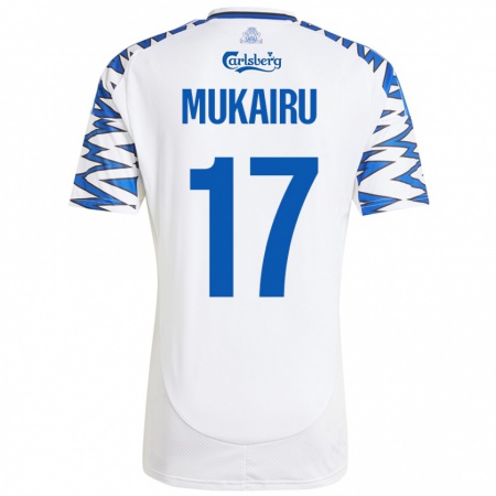 Kandiny Niño Camiseta Paul Mukairu #17 Blanco Azul Cielo 1ª Equipación 2024/25 La Camisa Chile