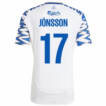 Kandiny Niño Camiseta Neo Jönsson #17 Blanco Azul Cielo 1ª Equipación 2024/25 La Camisa Chile