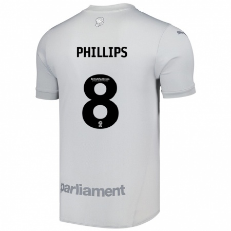 Kandiny Niño Camiseta Adam Phillips #8 Gris Plata 2ª Equipación 2024/25 La Camisa Chile