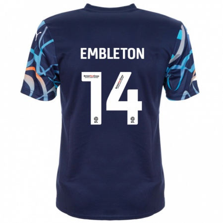 Kandiny Niño Camiseta Elliot Embleton #14 Azul Marino 2ª Equipación 2024/25 La Camisa Chile