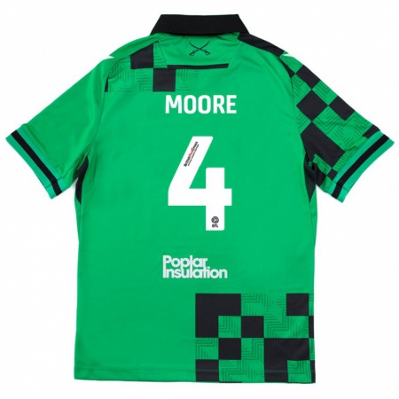 Kandiny Niño Camiseta Taylor Moore #4 Verde Negro 2ª Equipación 2024/25 La Camisa Chile