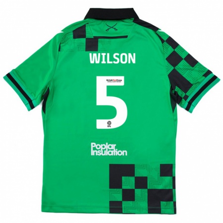 Kandiny Niño Camiseta James Wilson #5 Verde Negro 2ª Equipación 2024/25 La Camisa Chile