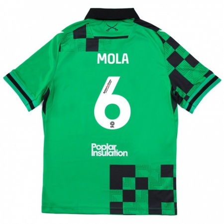 Kandiny Niño Camiseta Clinton Mola #6 Verde Negro 2ª Equipación 2024/25 La Camisa Chile