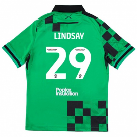 Kandiny Niño Camiseta Jamie Lindsay #29 Verde Negro 2ª Equipación 2024/25 La Camisa Chile