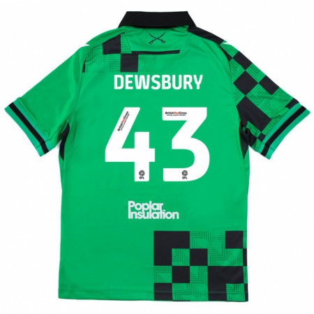 Kandiny Niño Camiseta Ollie Dewsbury #43 Verde Negro 2ª Equipación 2024/25 La Camisa Chile