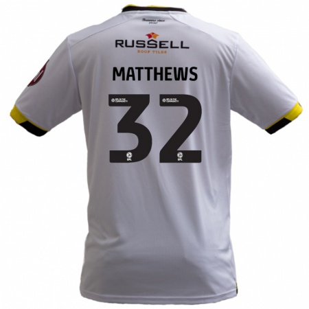 Kandiny Niño Camiseta Daniel Matthews #32 Blanco 2ª Equipación 2024/25 La Camisa Chile