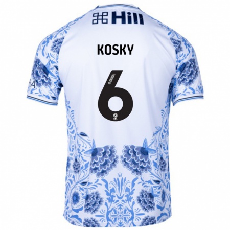 Kandiny Niño Camiseta Rachel Kosky #6 Blanco Azul 2ª Equipación 2024/25 La Camisa Chile