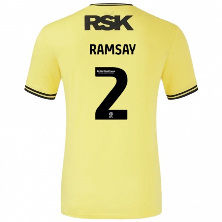 Kandiny Niño Camiseta Kayne Ramsay #2 Amarillo Negro 2ª Equipación 2024/25 La Camisa Chile