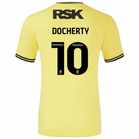 Kandiny Niño Camiseta Greg Docherty #10 Amarillo Negro 2ª Equipación 2024/25 La Camisa Chile