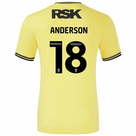 Kandiny Niño Camiseta Karoy Anderson #18 Amarillo Negro 2ª Equipación 2024/25 La Camisa Chile