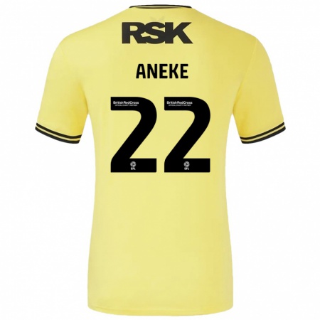 Kandiny Niño Camiseta Chuks Aneke #22 Amarillo Negro 2ª Equipación 2024/25 La Camisa Chile