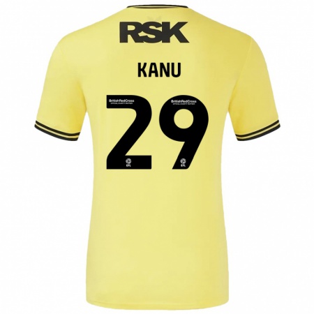 Kandiny Niño Camiseta Daniel Kanu #29 Amarillo Negro 2ª Equipación 2024/25 La Camisa Chile