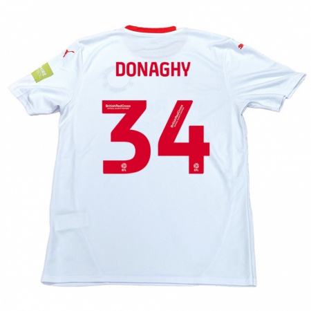 Kandiny Niño Camiseta Tom Donaghy #34 Blanco 2ª Equipación 2024/25 La Camisa Chile