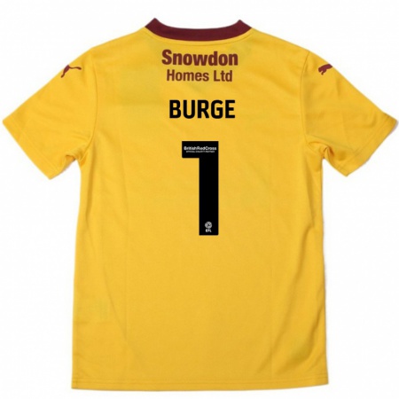 Kandiny Niño Camiseta Lee Burge #1 Naranja Borgoña 2ª Equipación 2024/25 La Camisa Chile