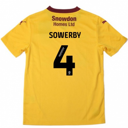 Kandiny Niño Camiseta Jack Sowerby #4 Naranja Borgoña 2ª Equipación 2024/25 La Camisa Chile