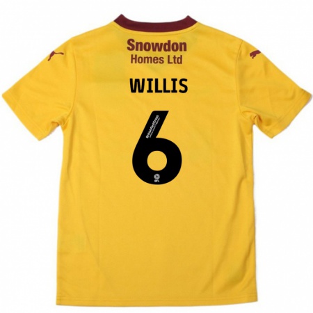 Kandiny Niño Camiseta Jordan Willis #6 Naranja Borgoña 2ª Equipación 2024/25 La Camisa Chile