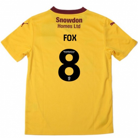 Kandiny Niño Camiseta Ben Fox #8 Naranja Borgoña 2ª Equipación 2024/25 La Camisa Chile