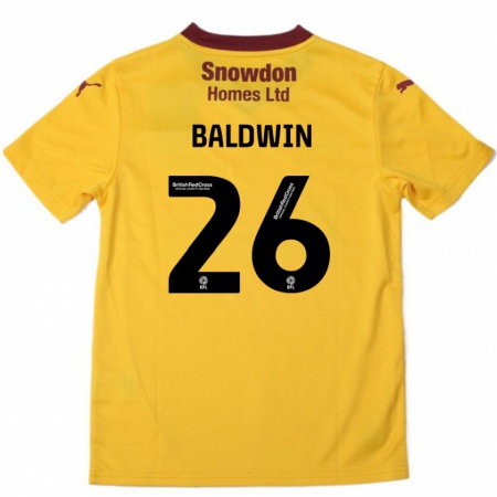 Kandiny Niño Camiseta Jack Baldwin #26 Naranja Borgoña 2ª Equipación 2024/25 La Camisa Chile