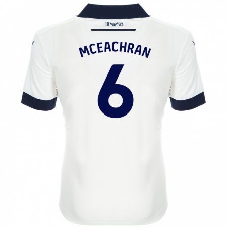 Kandiny Niño Camiseta Josh Mceachran #6 Blanco Azul Marino 2ª Equipación 2024/25 La Camisa Chile