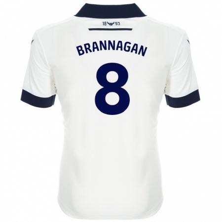 Kandiny Niño Camiseta Cameron Brannagan #8 Blanco Azul Marino 2ª Equipación 2024/25 La Camisa Chile