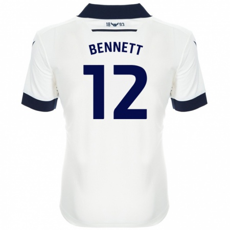 Kandiny Niño Camiseta Joe Bennett #12 Blanco Azul Marino 2ª Equipación 2024/25 La Camisa Chile