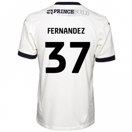 Kandiny Niño Camiseta Emmanuel Fernandez #37 Blanquecino Negro 2ª Equipación 2024/25 La Camisa Chile