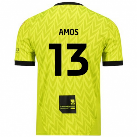 Kandiny Niño Camiseta Ben Amos #13 Verde Fluorescente 2ª Equipación 2024/25 La Camisa Chile