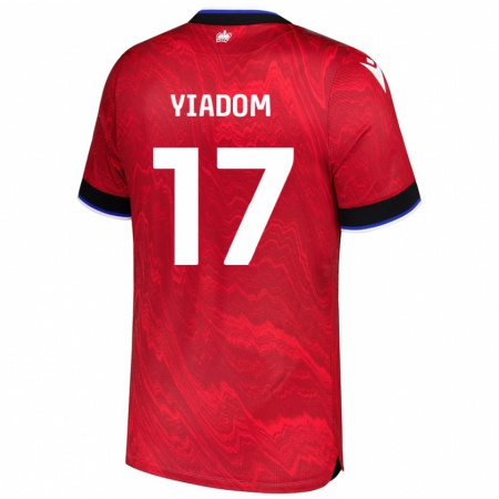 Kandiny Niño Camiseta Andy Yiadom #17 Rojo Negro 2ª Equipación 2024/25 La Camisa Chile