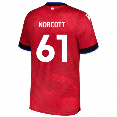 Kandiny Niño Camiseta Tom Norcott #61 Rojo Negro 2ª Equipación 2024/25 La Camisa Chile