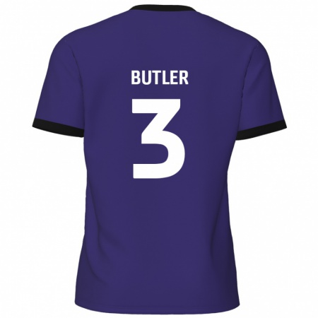 Kandiny Niño Camiseta Dan Butler #3 Púrpura 2ª Equipación 2024/25 La Camisa Chile