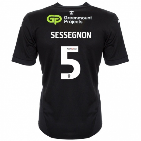 Kandiny Niño Camiseta Steven Sessegnon #5 Negro 2ª Equipación 2024/25 La Camisa Chile