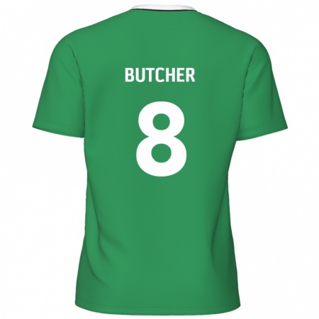 Kandiny Niño Camiseta Matt Butcher #8 Verde Rayas Blancas 2ª Equipación 2024/25 La Camisa Chile