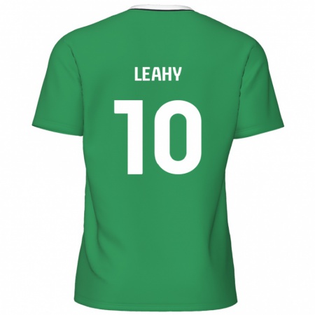 Kandiny Niño Camiseta Luke Leahy #10 Verde Rayas Blancas 2ª Equipación 2024/25 La Camisa Chile