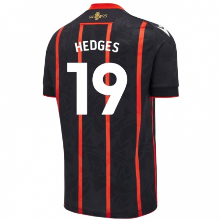 Kandiny Niño Camiseta Ryan Hedges #19 Negro Rojo 2ª Equipación 2024/25 La Camisa Chile