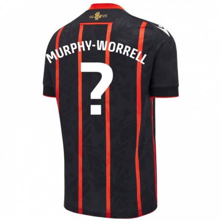 Kandiny Niño Camiseta Paul Murphy-Worrell #0 Negro Rojo 2ª Equipación 2024/25 La Camisa Chile