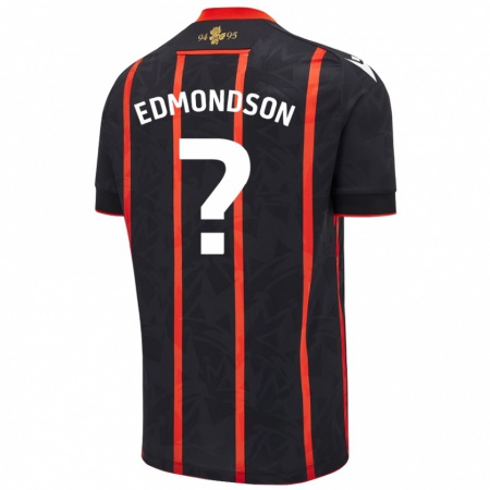 Kandiny Niño Camiseta Stephen Edmondson #0 Negro Rojo 2ª Equipación 2024/25 La Camisa Chile