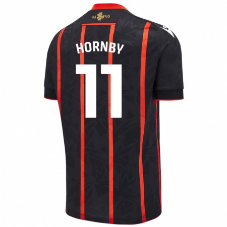 Kandiny Niño Camiseta Megan Hornby #11 Negro Rojo 2ª Equipación 2024/25 La Camisa Chile