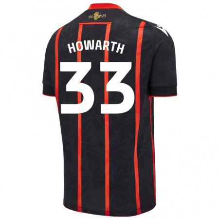 Kandiny Niño Camiseta Taylor Howarth #33 Negro Rojo 2ª Equipación 2024/25 La Camisa Chile