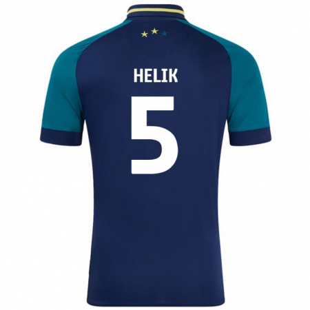 Kandiny Niño Camiseta Michal Helik #5 Azul Marino Verde Oscuro 2ª Equipación 2024/25 La Camisa Chile