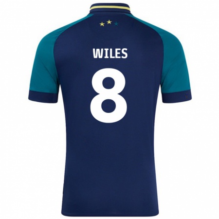 Kandiny Niño Camiseta Ben Wiles #8 Azul Marino Verde Oscuro 2ª Equipación 2024/25 La Camisa Chile